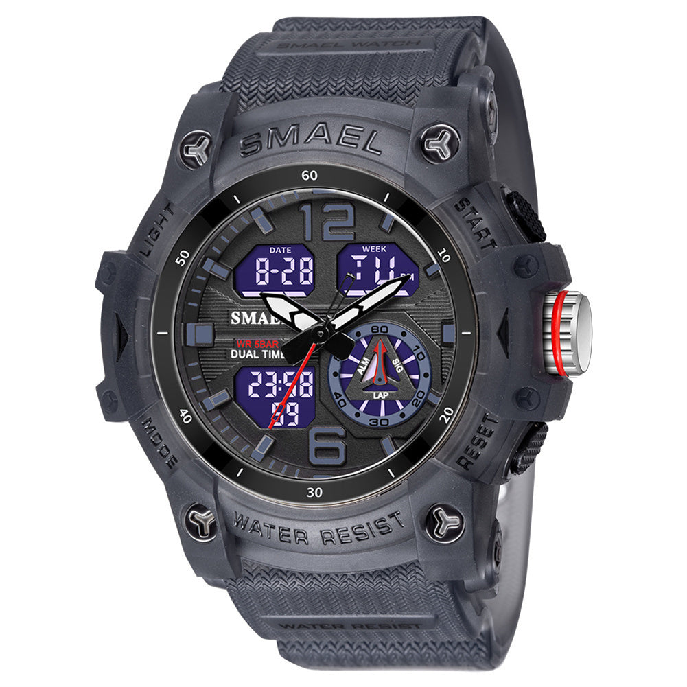 SMAEL Luxury Men's Sports Watch - LED Digital Quartz Waterproof Watch with 5ATM Water Resistance, Shockproof & Multifunction Features
