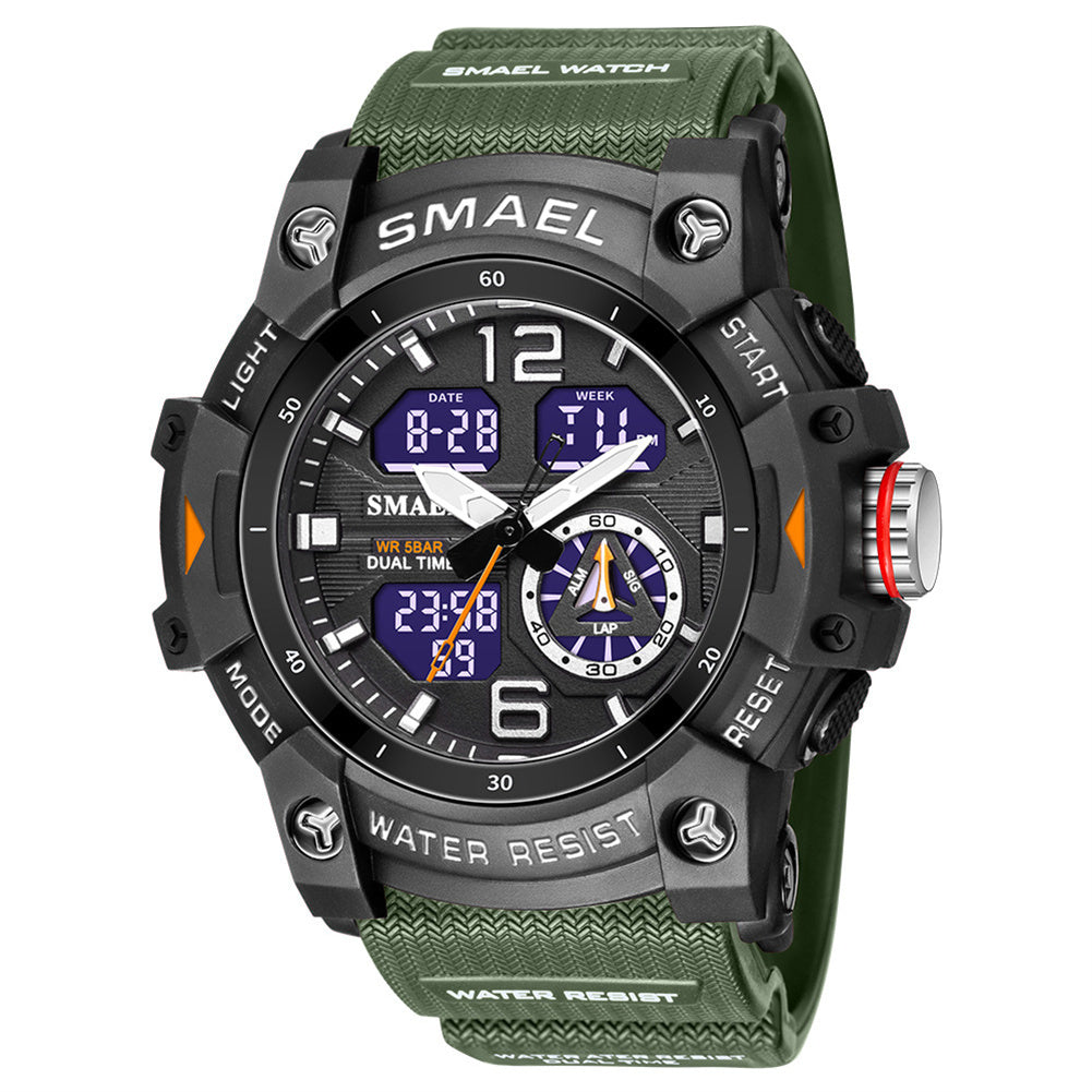 SMAEL Luxury Men's Sports Watch - LED Digital Quartz Waterproof Watch with 5ATM Water Resistance, Shockproof & Multifunction Features