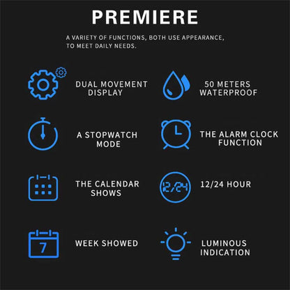 SMAEL Luxury Men's Sports Watch - LED Digital Quartz Waterproof Watch with 5ATM Water Resistance, Shockproof & Multifunction Features