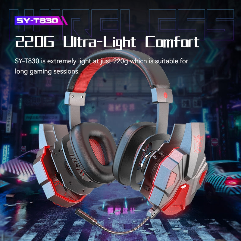 Sy-t830 Wireless Bluetooth Headset Low-latency Luminous E-sports Gaming Earphone Dark Blue