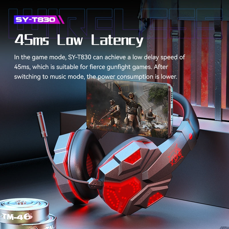 Sy-t830 Wireless Bluetooth Headset Low-latency Luminous E-sports Gaming Earphone Dark Blue