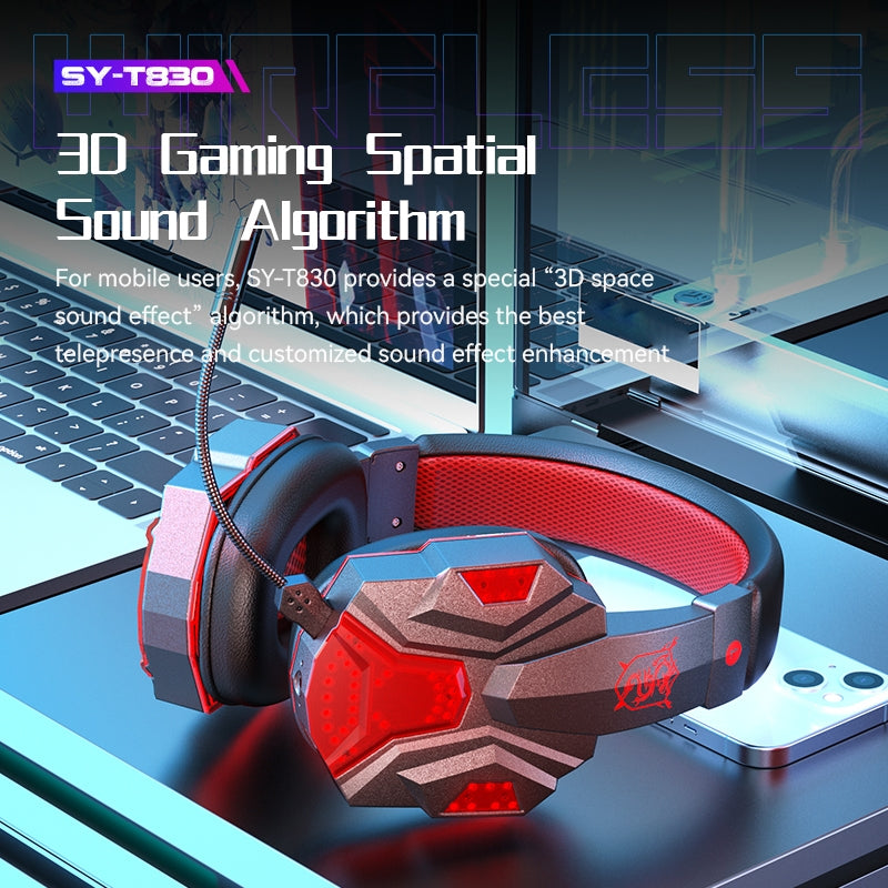 Sy-t830 Wireless Bluetooth Headset Low-latency Luminous E-sports Gaming Earphone Dark Blue
