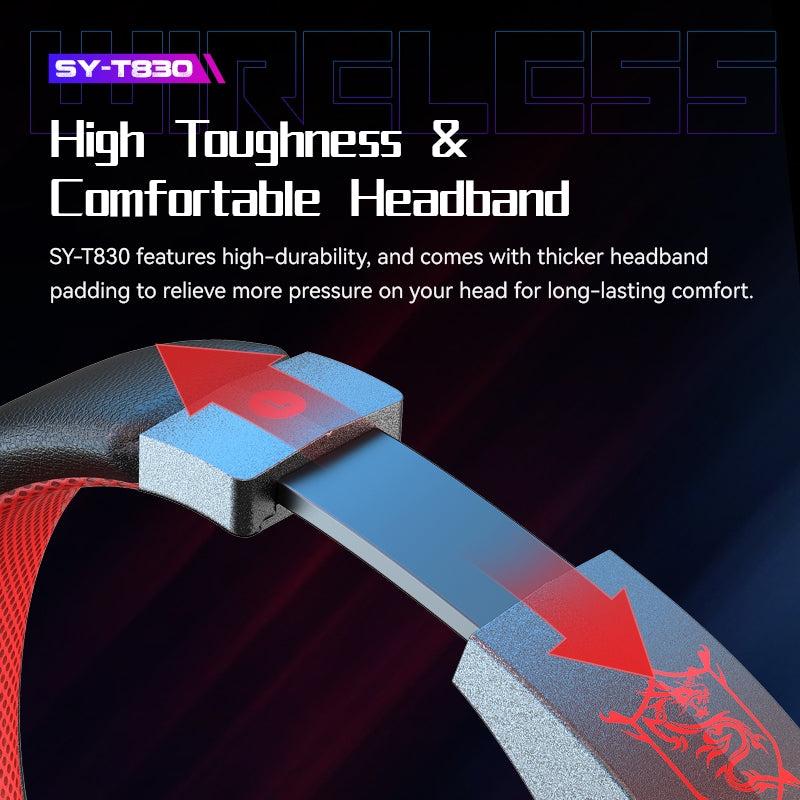 Sy-t830 Wireless Bluetooth Headset Low-latency Luminous E-sports Gaming Earphone Dark Blue