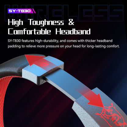 Sy-t830 Wireless Bluetooth Headset Low-latency Luminous E-sports Gaming Earphone Dark Blue