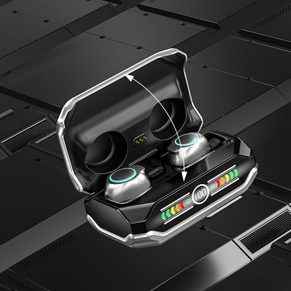 M43 TWS Wireless Gaming Earbuds Bluetooth 5.3 with RGB Lighting, 180H Battery Life, Touch Control, IPX7 Waterproof, Binaural Headset with LED Power Display - Silver