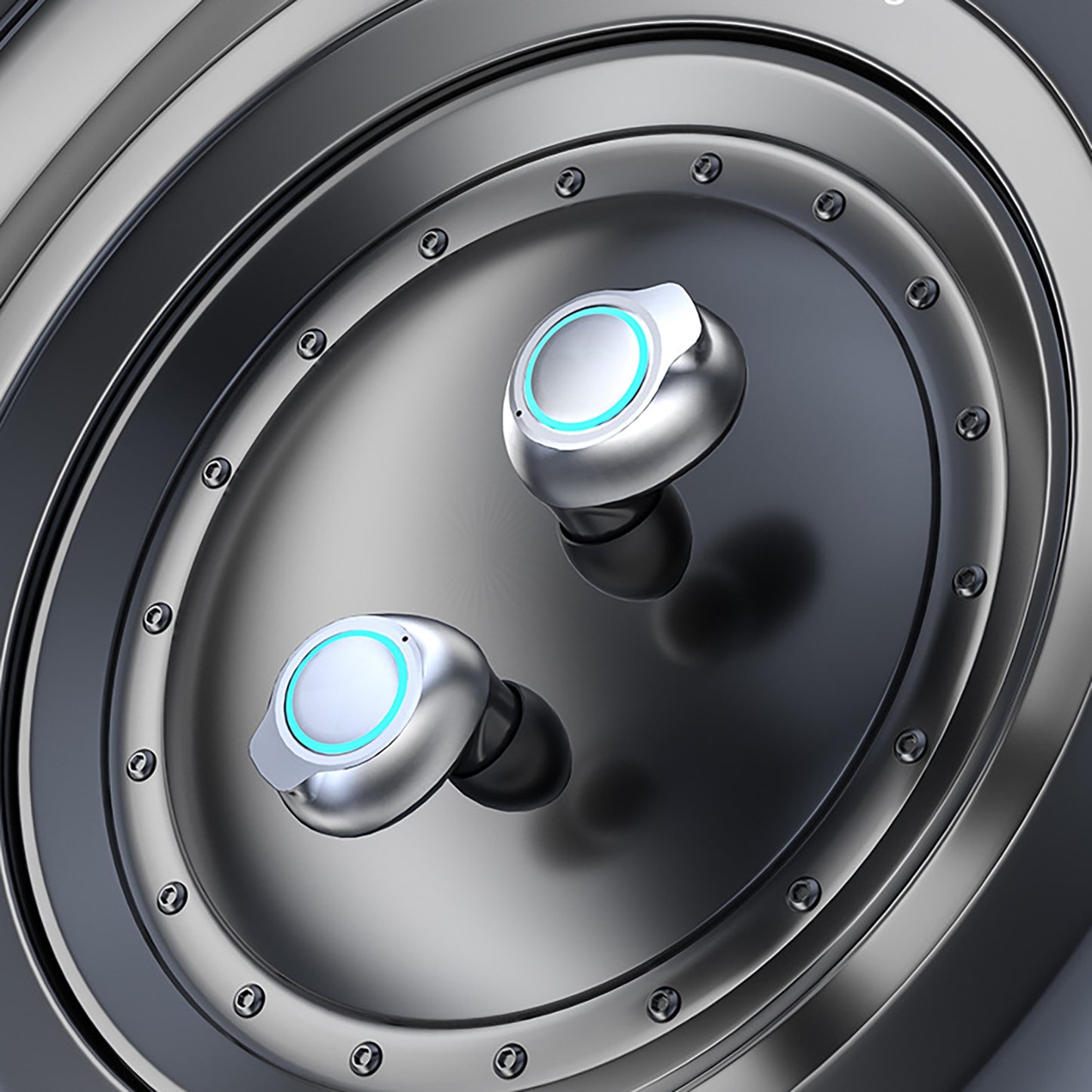 M43 TWS Wireless Gaming Earbuds Bluetooth 5.3 with RGB Lighting, 180H Battery Life, Touch Control, IPX7 Waterproof, Binaural Headset with LED Power Display - Silver