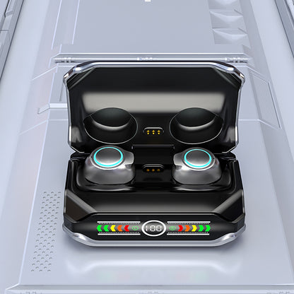 M43 TWS Wireless Gaming Earbuds Bluetooth 5.3 with RGB Lighting, 180H Battery Life, Touch Control, IPX7 Waterproof, Binaural Headset with LED Power Display - Silver