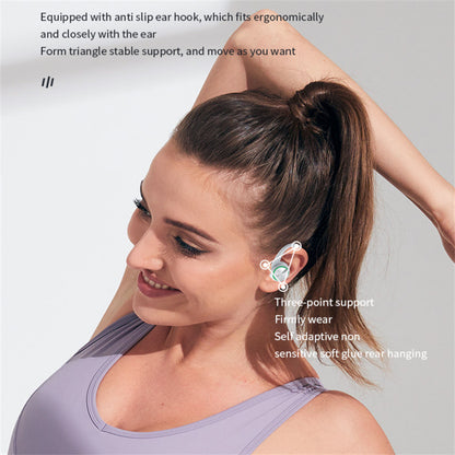 R201 Bluetooth 5.3 Ear-Hook Wireless Earbuds with Digital Display, IPX7 Waterproof Sports Headphones, HIFI Stereo Sound Earphones with Charging Case - White