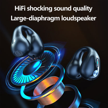 Q80 TWS Wireless Headphones Bluetooth 5.3 Bone Conduction Sports Headset Clip-on Earphones Open-Ear Running Earbuds with Noise Reduction - White