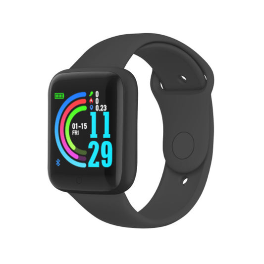Y68 Pro Macaron Smart Watch - Unisex Bluetooth Fitness Tracker with Heart Rate & Blood Oxygen Monitor (Black)