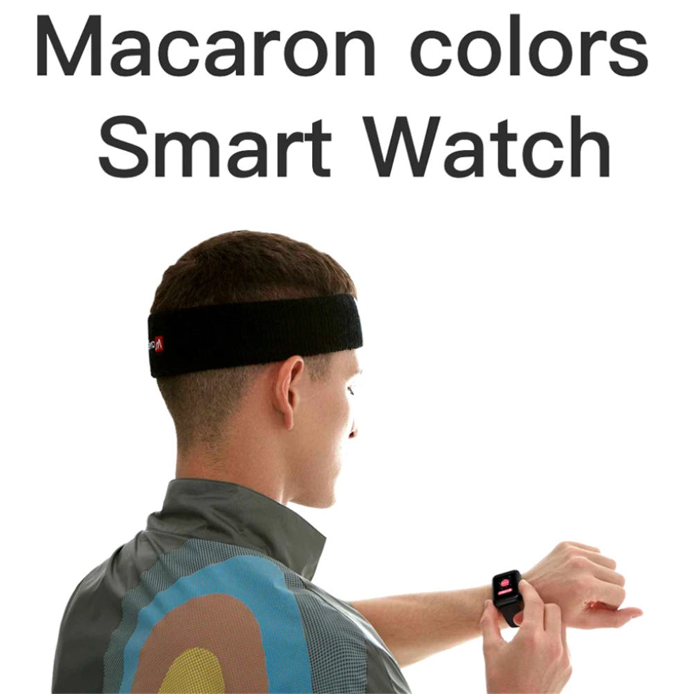 Y68 Pro Macaron Smart Watch - Unisex Bluetooth Fitness Tracker with Heart Rate & Blood Oxygen Monitor (Black)