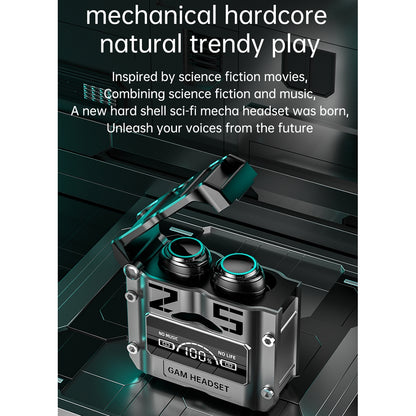 M25 TWS Wireless Headphones Bluetooth 5.3 Touch Control Noise Cancelling Stereo Earbuds with Microphone - IPX7 Waterproof Silver Metal Design