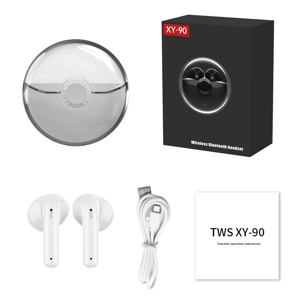 XY90 Half In-Ear Wireless Earbuds TWS Bluetooth Headphones with 20H Battery Life, Touch Control, IPX5 Waterproof Sports Headset in Black - True Wireless Stereo Earphones for Running, Gym, and Outdoor Activities