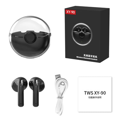 XY90 Half In-Ear Wireless Earbuds TWS Bluetooth Headphones with 20H Battery Life, Touch Control, IPX5 Waterproof Sports Headset in Black - True Wireless Stereo Earphones for Running, Gym, and Outdoor Activities