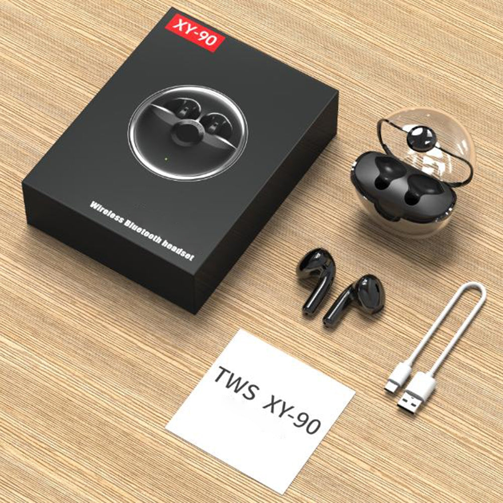 XY90 Half In-Ear Wireless Earbuds TWS Bluetooth Headphones with 20H Battery Life, Touch Control, IPX5 Waterproof Sports Headset in Black - True Wireless Stereo Earphones for Running, Gym, and Outdoor Activities