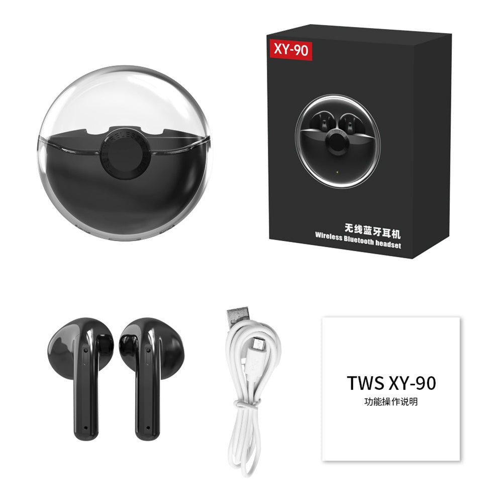 XY90 Half In-Ear Wireless Earbuds TWS Bluetooth Headphones with 20H Battery Life, Touch Control, IPX5 Waterproof Sports Headset in Black - True Wireless Stereo Earphones for Running, Gym, and Outdoor Activities