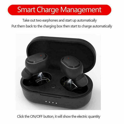 TWS M1 True Wireless Earbuds Bluetooth 5.0 In-Ear Stereo Headphones with Charging Case, Built-in Mic for Sports Work Gaming - Black