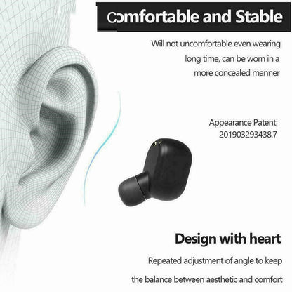 TWS M1 True Wireless Earbuds Bluetooth 5.0 In-Ear Stereo Headphones with Charging Case, Built-in Mic for Sports Work Gaming - Black