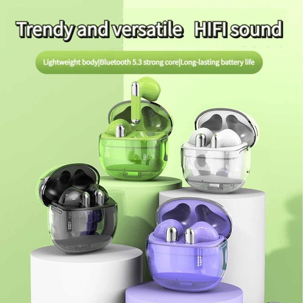 J209 Wireless Earbuds With Transparent Charging Case Earphones Stereo Sound In Ear Earphones For Working Sports Gaming black