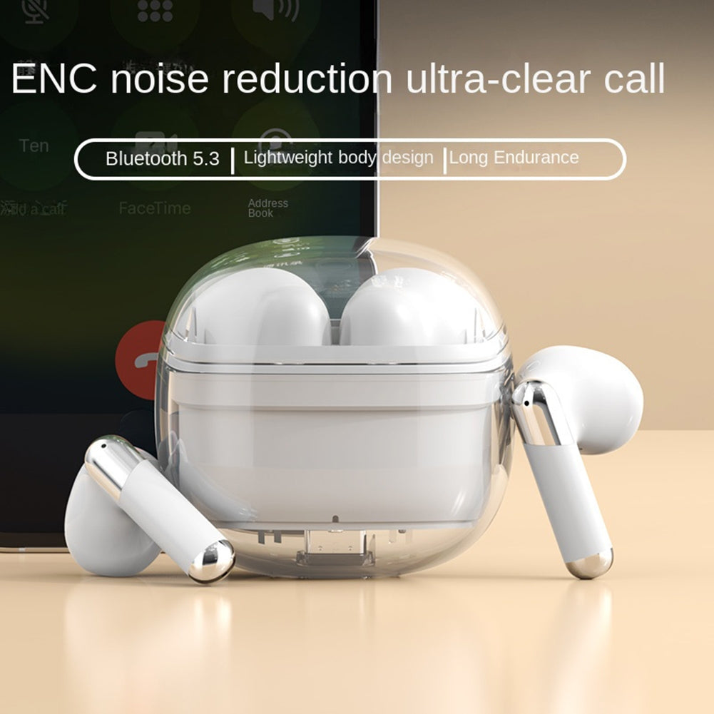 J209 Wireless Earbuds With Transparent Charging Case Earphones Stereo Sound In Ear Earphones For Working Sports Gaming black