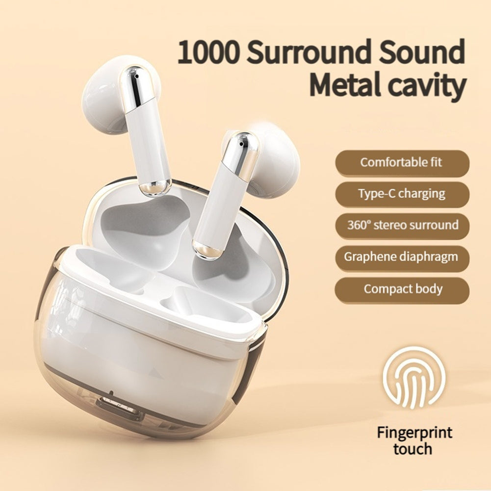 J209 Wireless Earbuds With Transparent Charging Case Earphones Stereo Sound In Ear Earphones For Working Sports Gaming black