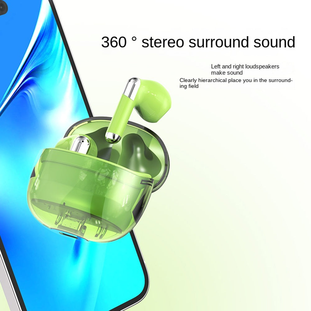 J209 Wireless Earbuds With Transparent Charging Case Earphones Stereo Sound In Ear Earphones For Working Sports Gaming black