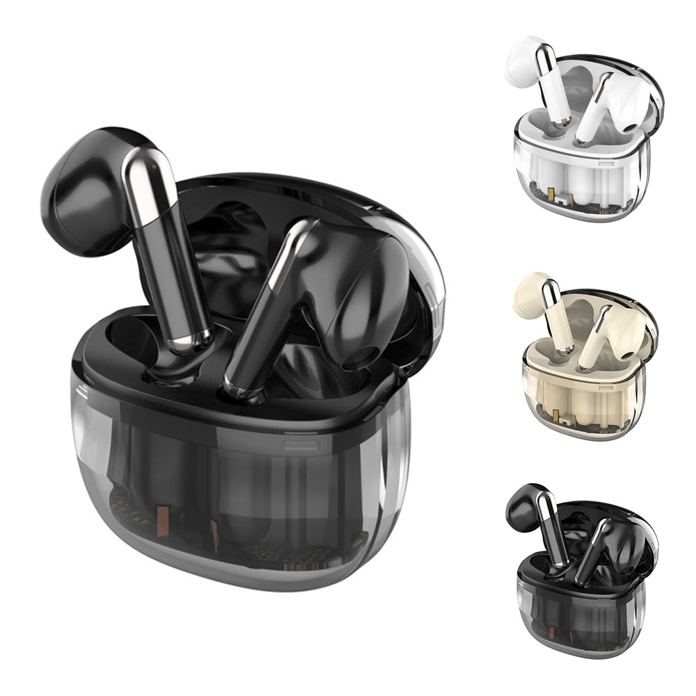 J209 Wireless Earbuds With Transparent Charging Case Earphones Stereo Sound In Ear Earphones For Working Sports Gaming black