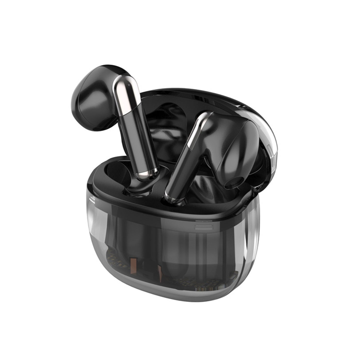 J209 Wireless Earbuds With Transparent Charging Case Earphones Stereo Sound In Ear Earphones For Working Sports Gaming black