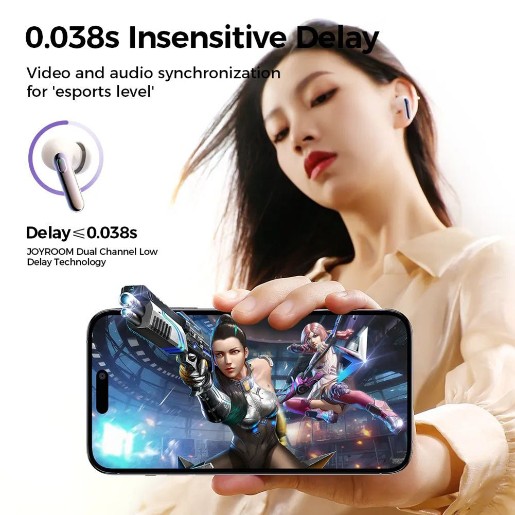 Wireless Earbuds Gaming Earphones with Charging Case Active Noise Reduction Headphones White