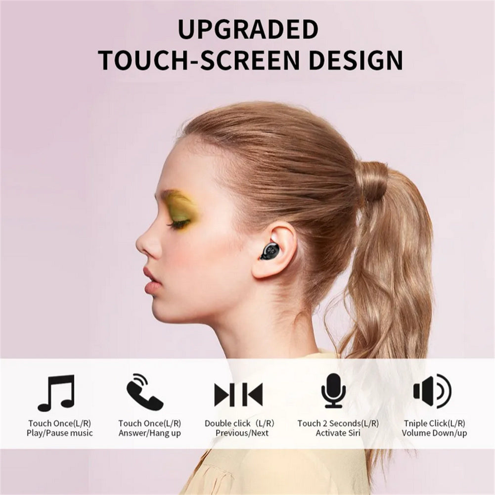 XG8 Wireless Earbuds Ultra Long Playtime Sleeping Headphones with Power Display Charging Case - Bluetooth 5.0 Waterproof Sports Earbuds for Running Working Out - Pink