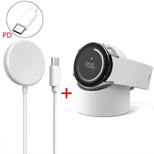 Galaxy Watch Charger Cable with Magnetic Wireless Charging Bracket - USB-C PD Fast Charging Adapter for Samsung Galaxy Watch 6, 5, 4, 3, Active & Classic Models (39.37 Inches/100CM) - White