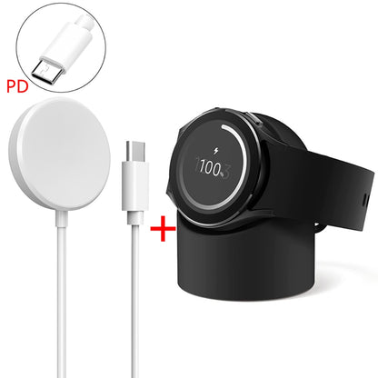 Galaxy Watch Charger Cable with Magnetic Wireless Charging Bracket - USB-C PD Fast Charging Adapter for Samsung Galaxy Watch 6, 5, 4, 3, Active & Classic Models (39.37 Inches/100CM) - White