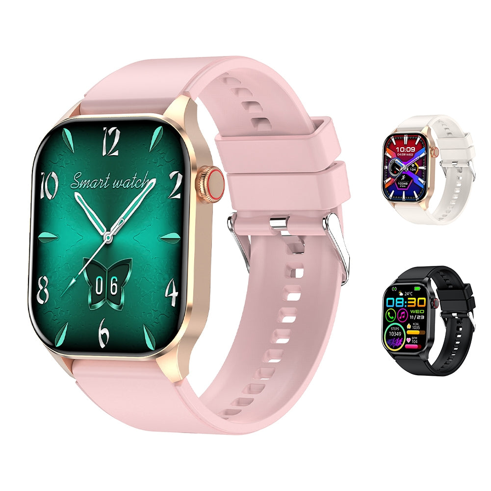 T98 Pink Smart Watch with Blood Oxygen, Blood Pressure, Heart Rate & Sleep Monitor - 2.04 Inch AMOLED Display for Smartphones