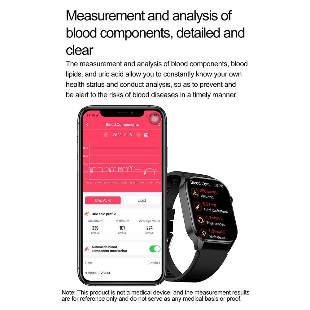 T98 Pink Smart Watch with Blood Oxygen, Blood Pressure, Heart Rate & Sleep Monitor - 2.04 Inch AMOLED Display for Smartphones