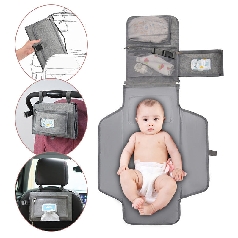 Portable Baby Changing Pad with Storage Waterproof Foldable Travel Diaper Mat evlune