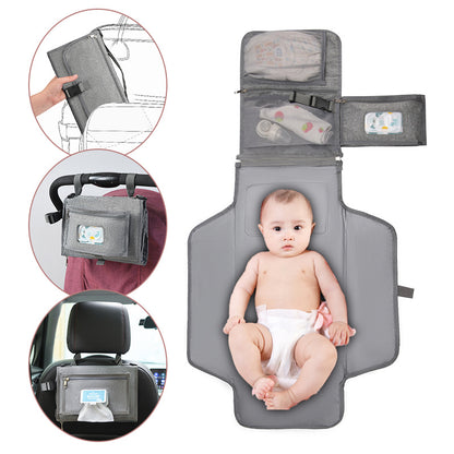 Portable Baby Changing Pad with Storage Waterproof Foldable Travel Diaper Mat evlune