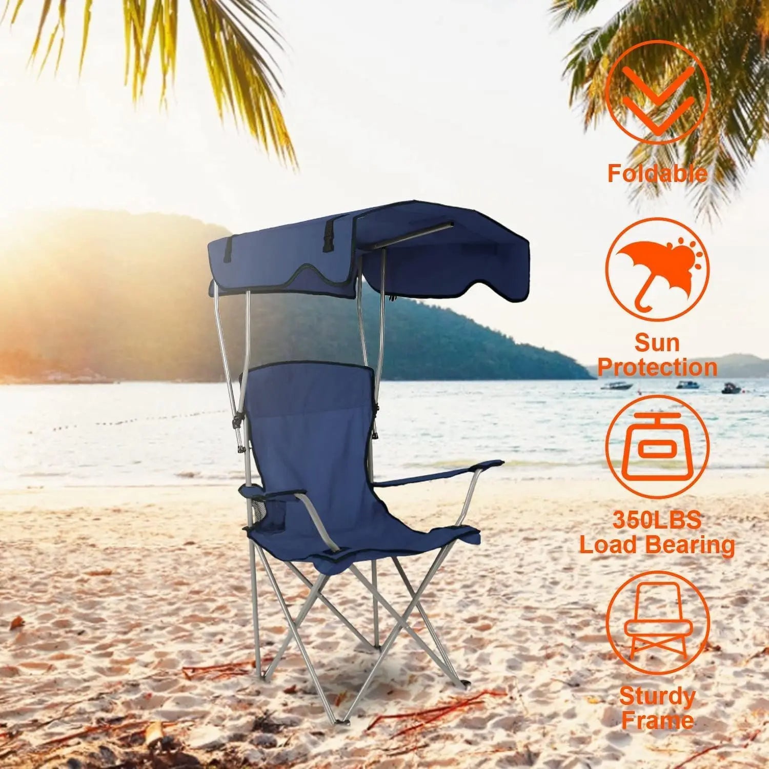 Portable Camping Chair with Detachable Canopy evlune