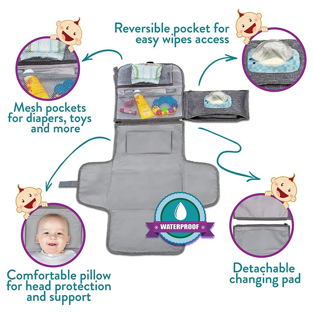 Portable Changing Pad Diaper Mat Storage Waterproof evlune