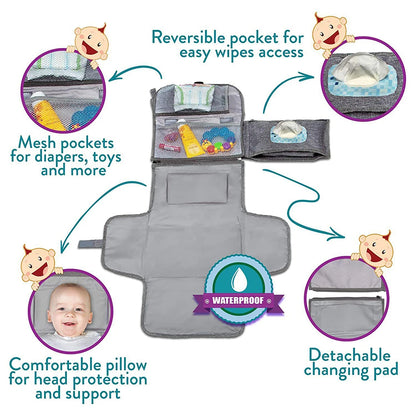 Portable Changing Pad Diaper Mat Storage Waterproof evlune
