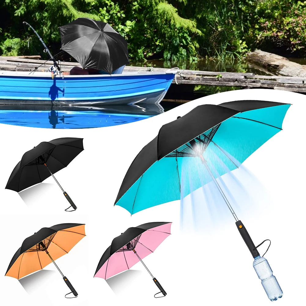 Portable Umbrella with Fan and Misting Cooling evlune