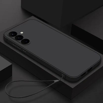 Premium Soft Silicone Lanyard Case with Microfiber Lining for Samsung Galaxy S23 S24 S25 Ultra FE A56 A55 A53 A54 A35 A36 A15 A16 A25 5G Shockproof Dustproof Anti Scratch Non Slip Anti Fingerprint Phone Cover with Wrist Strap Black
