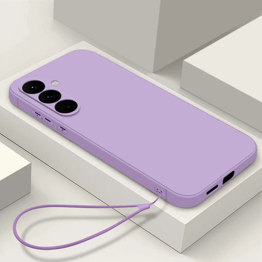 Premium Soft Silicone Lanyard Case with Microfiber Lining for Samsung Galaxy S23 S24 S25 Ultra FE A56 A55 A53 A54 A35 A36 A15 A16 A25 5G Shockproof Dustproof Anti Scratch Non Slip Anti Fingerprint Phone Cover with Wrist Strap
