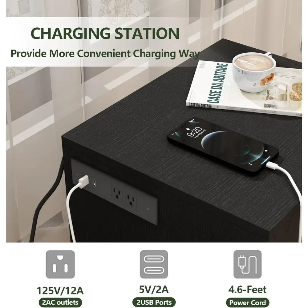 RFID Lock Bedside Table evlune