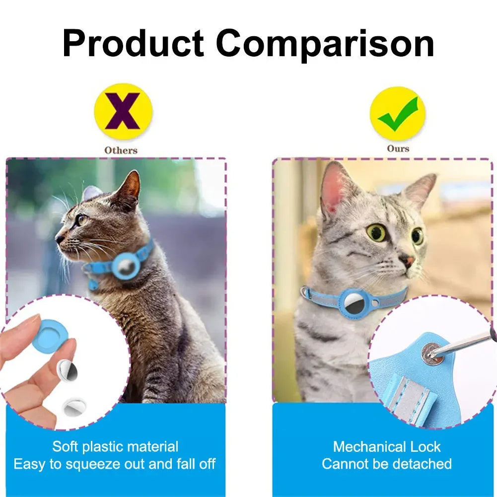 Reflective Cat Collar Apple AirTag Holder Breakaway Safety Buckle Waterproof Nylon Tracking Collar for Cats evlune