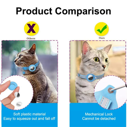 Reflective Cat Collar Apple AirTag Holder Breakaway Safety Buckle Waterproof Nylon Tracking Collar for Cats evlune