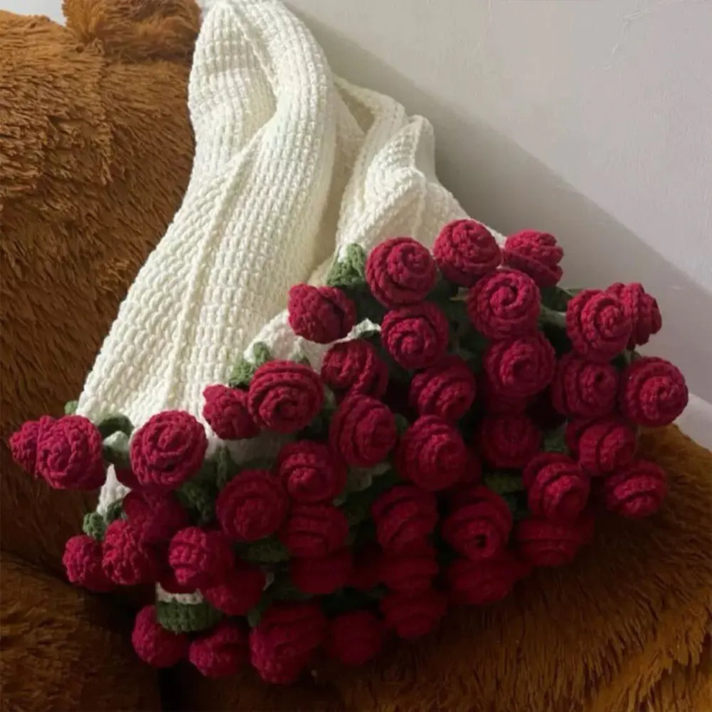 Rose Bouquet Crochet Throw Blanket evlune
