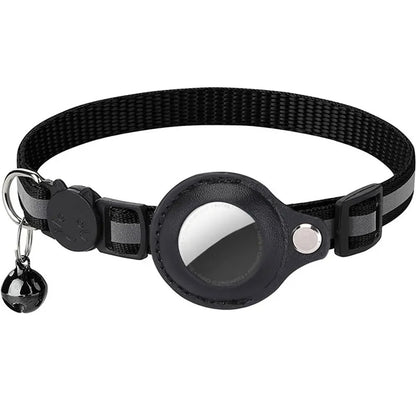 Safety Buckle Reflective Cat Collar with Apple AirTag Holder Waterproof Nylon Tracking Collar for Cats evlune