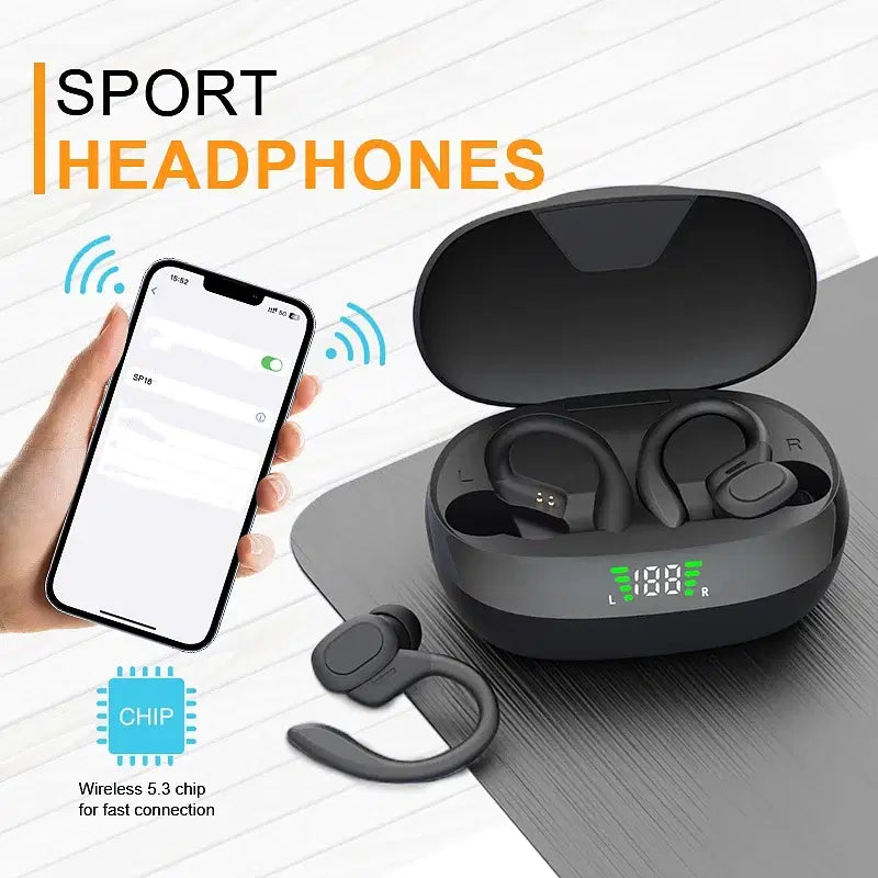 Original SP16 Wireless Earphones True Wireless Earbuds Ear Hook Sports HiFi Stereo Waterproof Headset With Mic TWS Bluetooth 5.3 Headphones for Gaming and Outdoor Activities