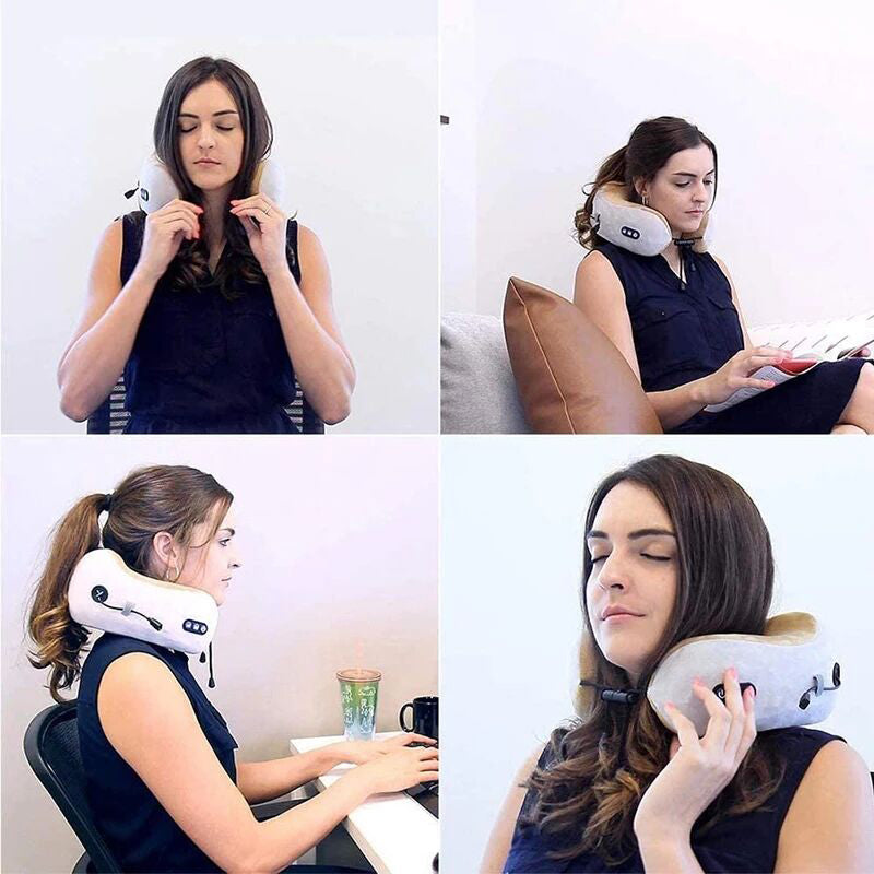 Shiatsu Deep Kneading Heated Cordless Travel Pillow Auto Shut off evlune