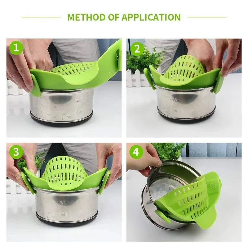 Silicone Strainer Clip Pot Drainer Kitchen Utensil evlune